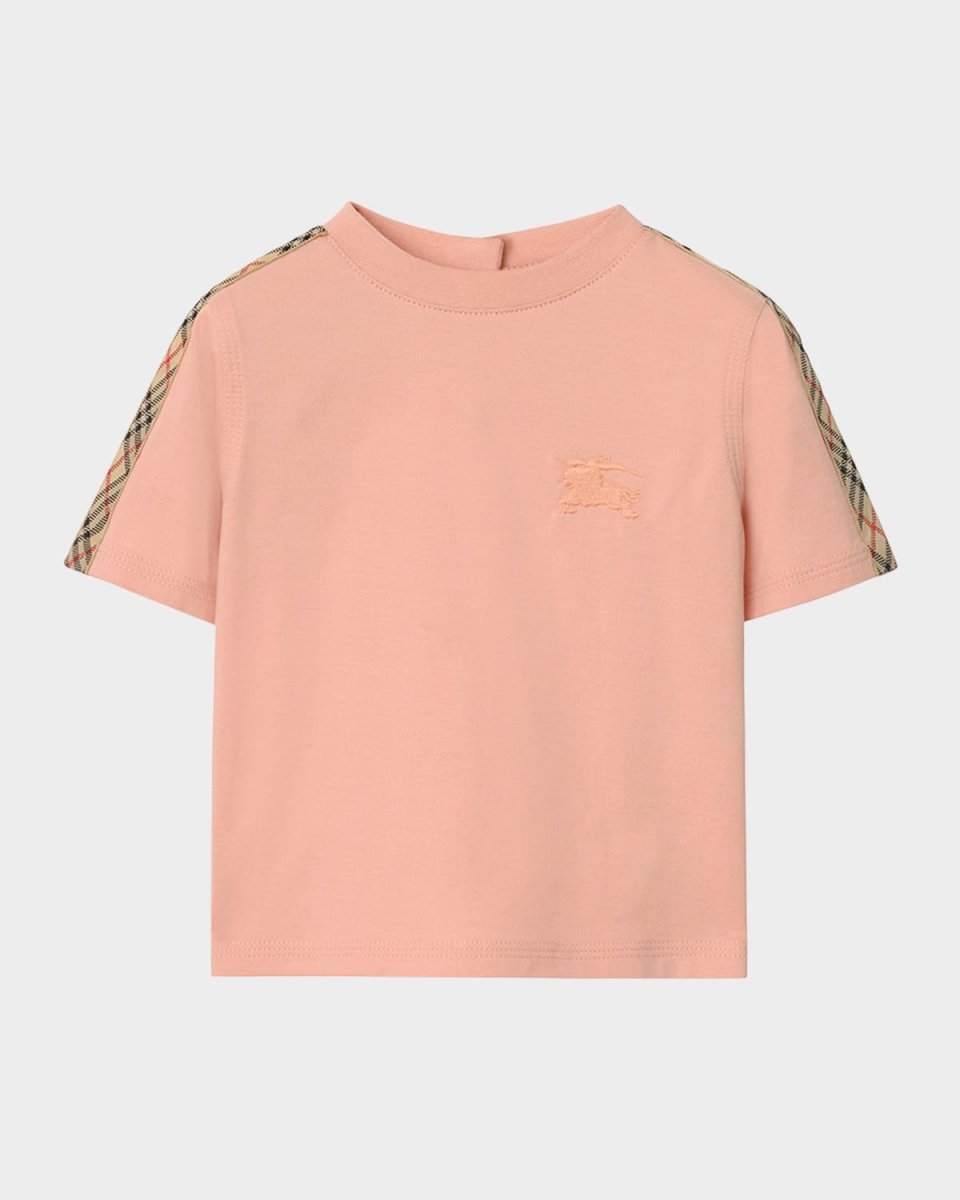 Girl's Cedar Check Tape Short-Sleeve T-Shirt, Size 6M-2